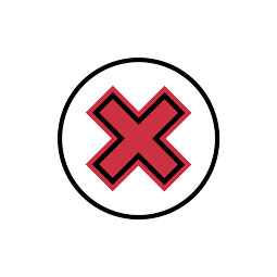 Red X placed in a black circle
