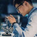 Working on technology in a research lab