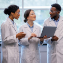 Group working in research lab