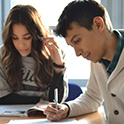 two students studying