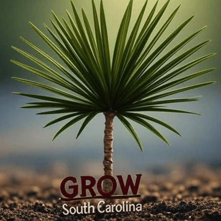 Grow South Carolina Small palm tree growing from ground.