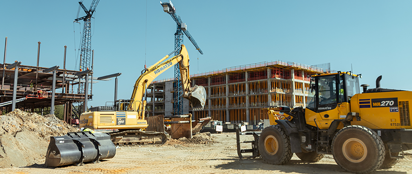 Construction site with heavy machinery