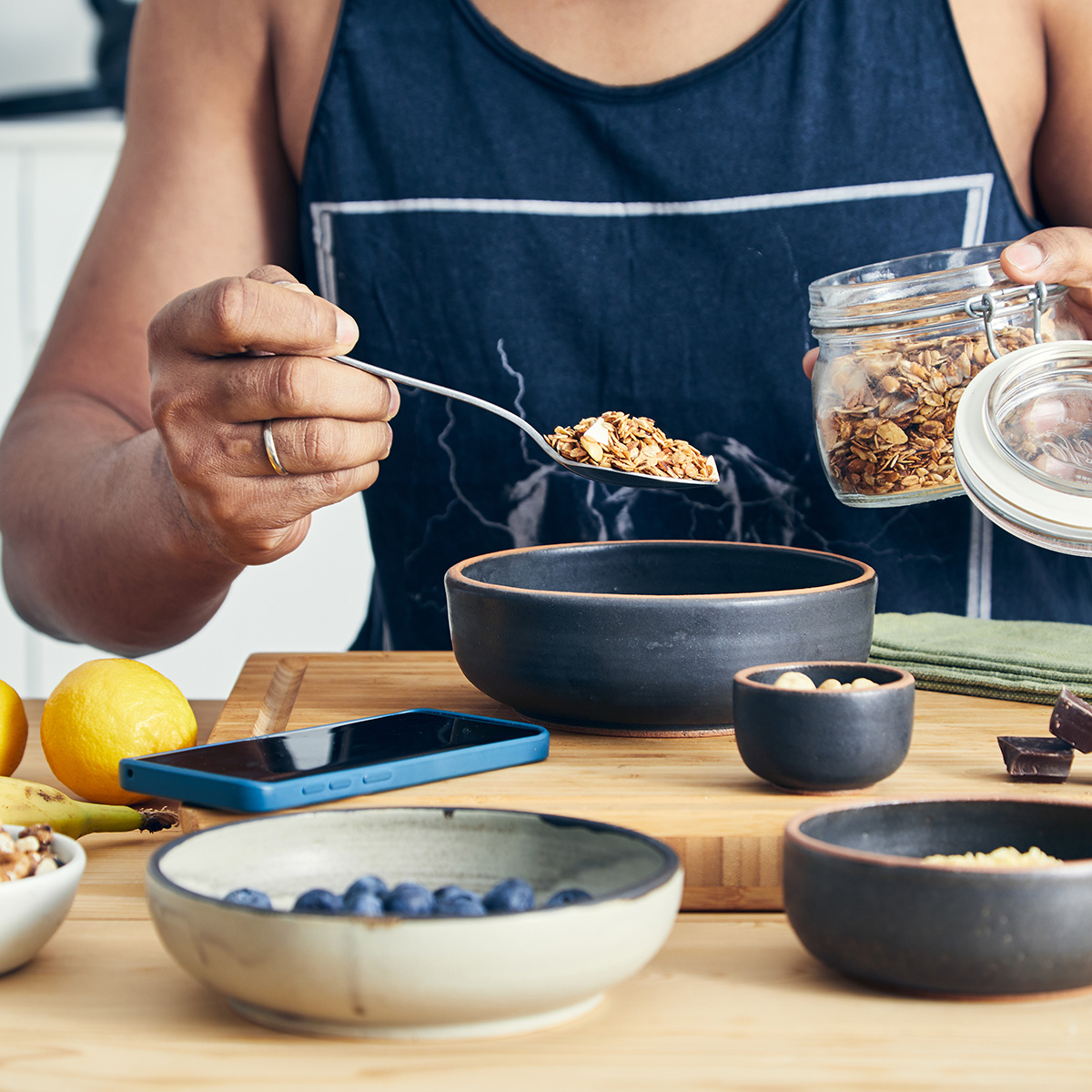 woman making a nutritiously balanced meal 