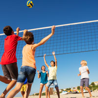Kids playing volleyball